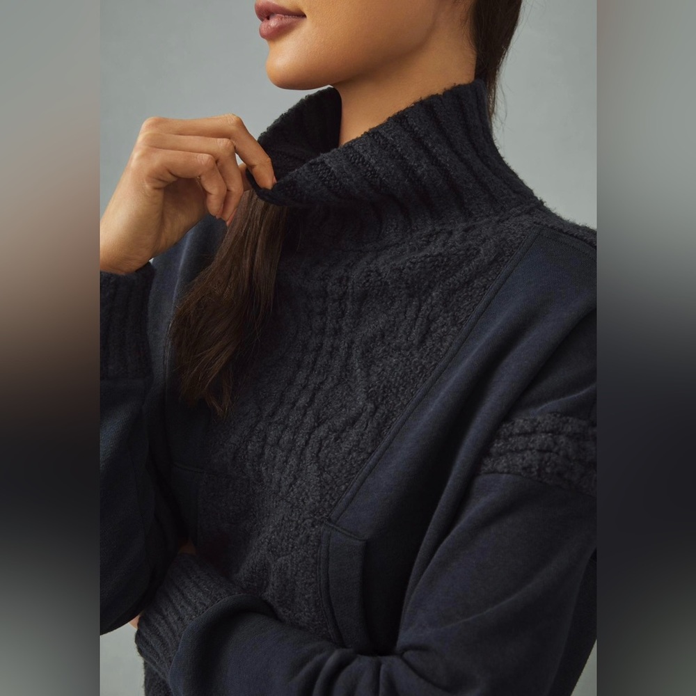 Anthropologie Daily Practice Black Cable-Knit Sweater XL NWT - Picture 4 of 11